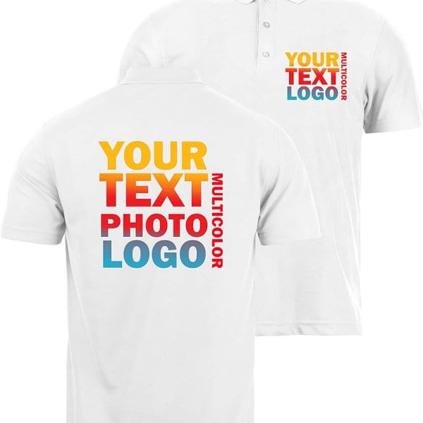 Polos avec impression poitrine devant et texte derrière
